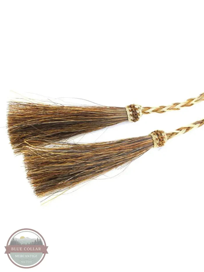 M&F 0296232 Natural Horsehair Braided Stampede String with Tassels in Rust tassel detail