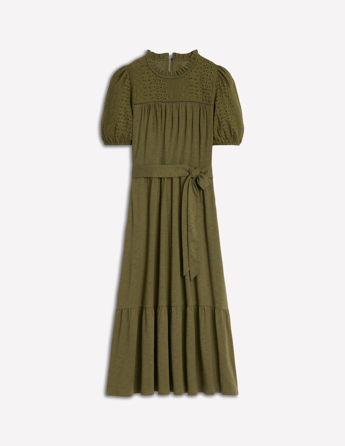 Lorelei Broderie Jersey Dress-Woodland Green