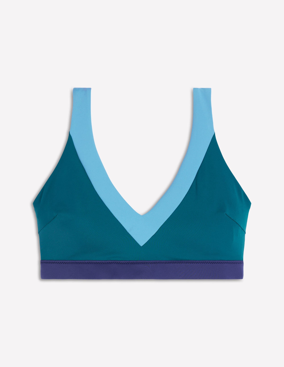 Campania Cross-back Bikini Top-Navy, Green, Blue Colourblock