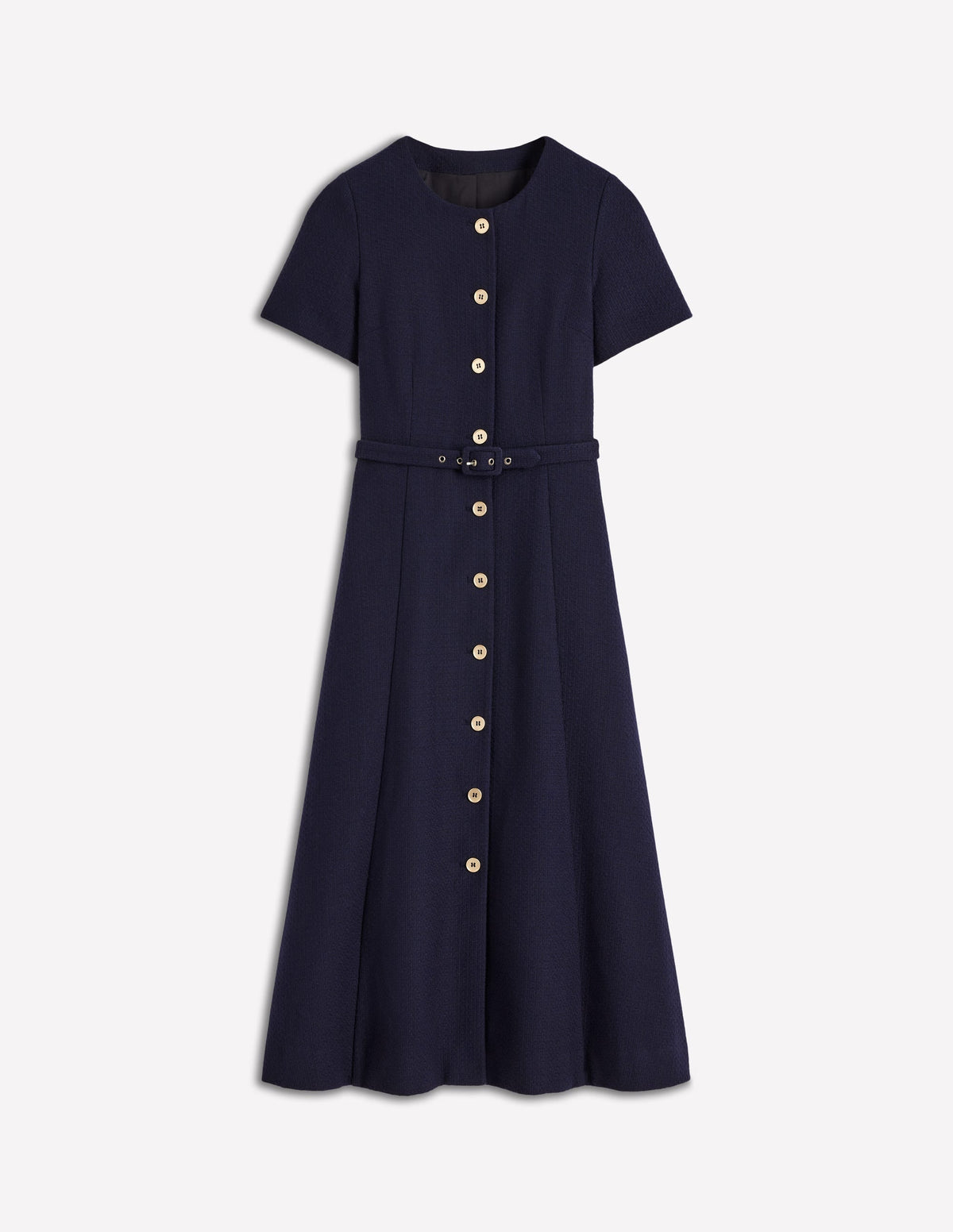 Charlotte Cotton Midi Dress-Navy