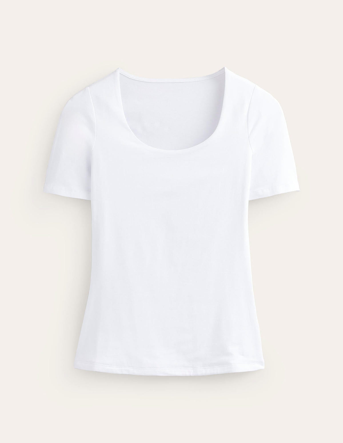 Double Layer Scoop T-shirt-White