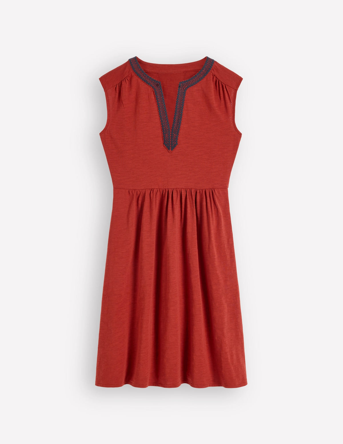 May Embroidered Short Dress-Burnt Orange