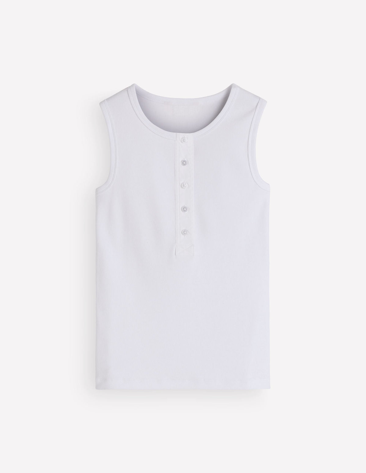 Crew Neck Henley Tank-White