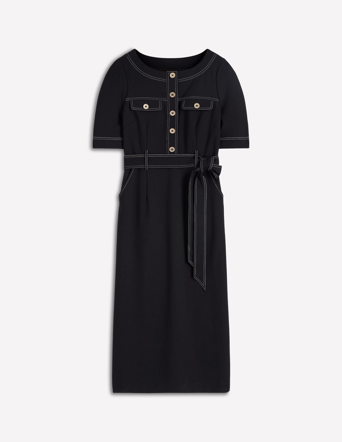 Bria Ponte Midi Dress-Black