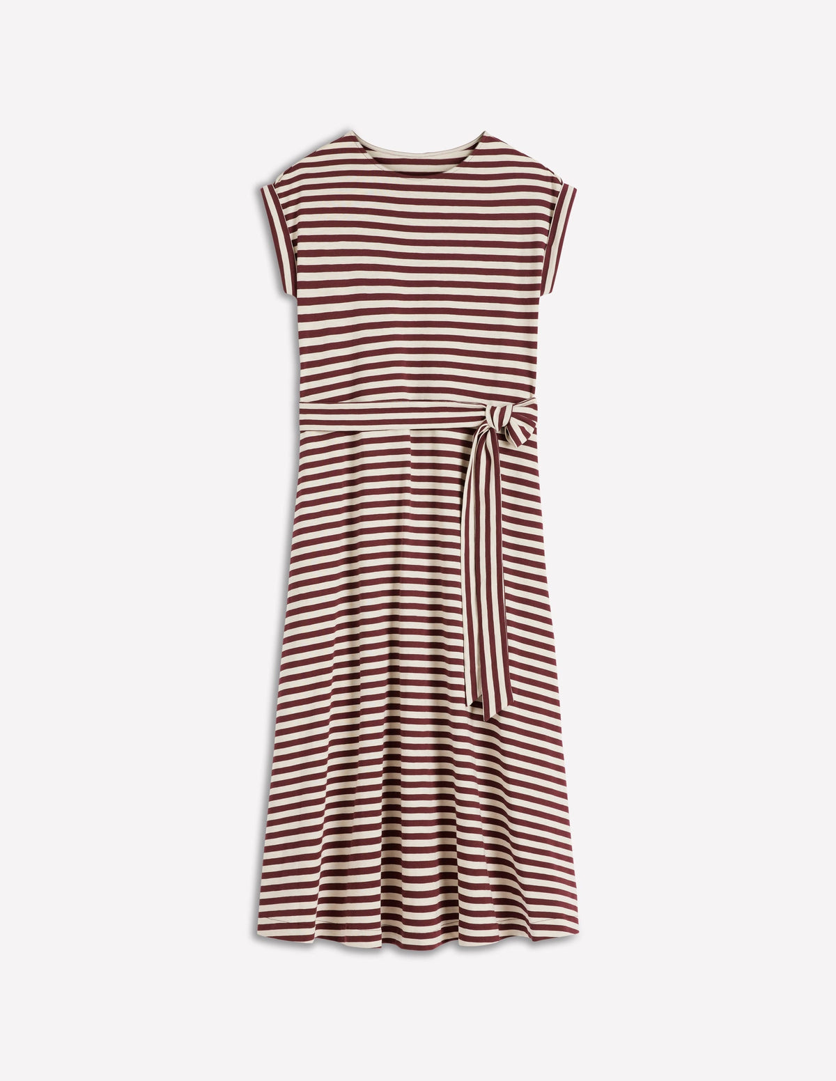 Eve Jersey Midi Dress-Deep Wisteria, Ivory Stripe