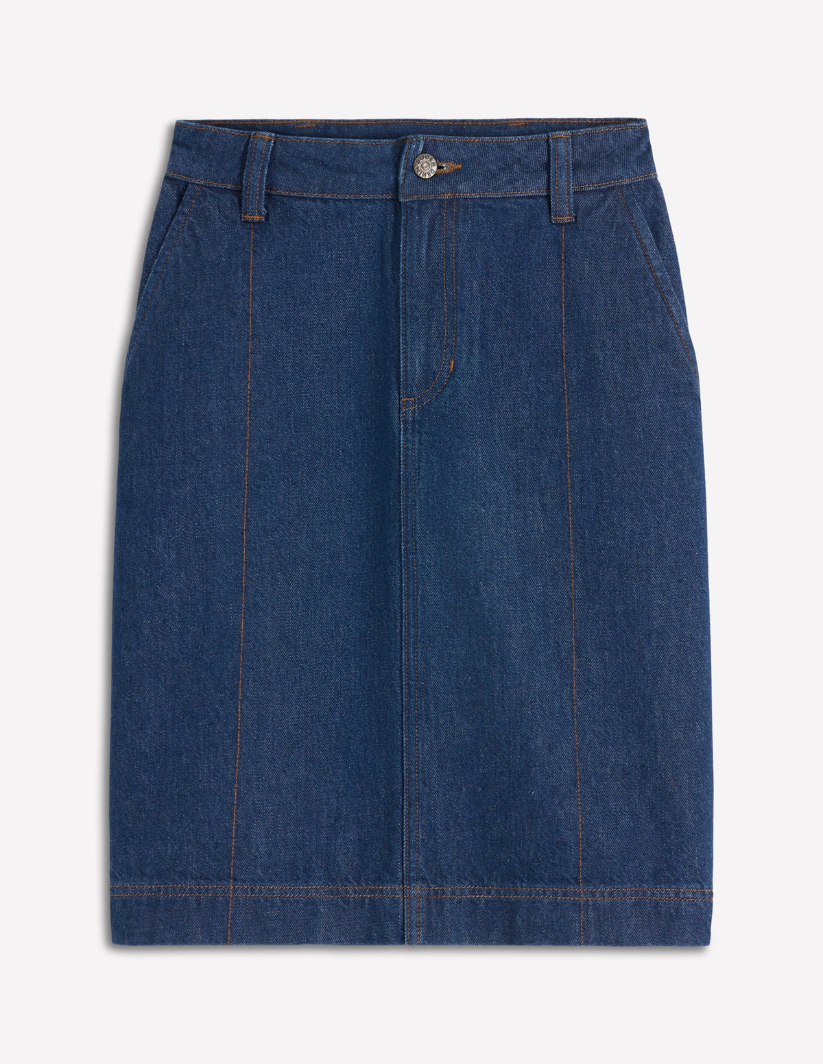 Straight Denim Skirt-Indigo