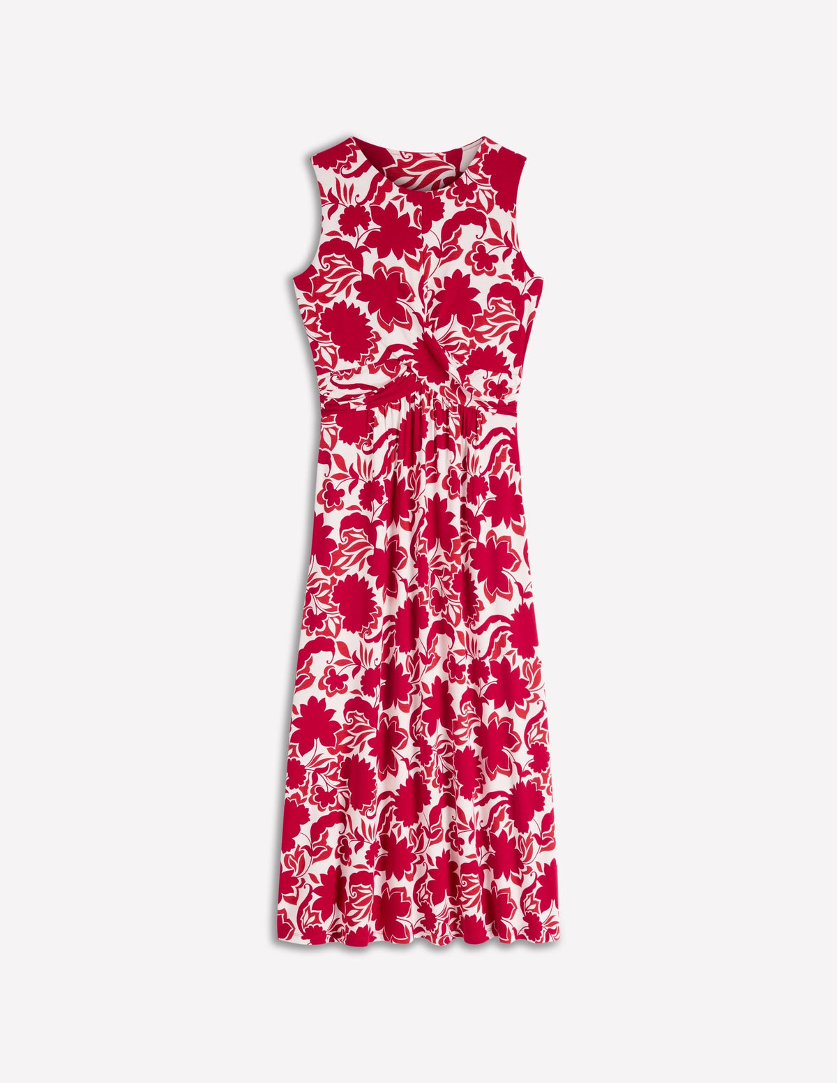 Zara Cross Waist Jersey Dress-Merida Red, Shadow Blossom