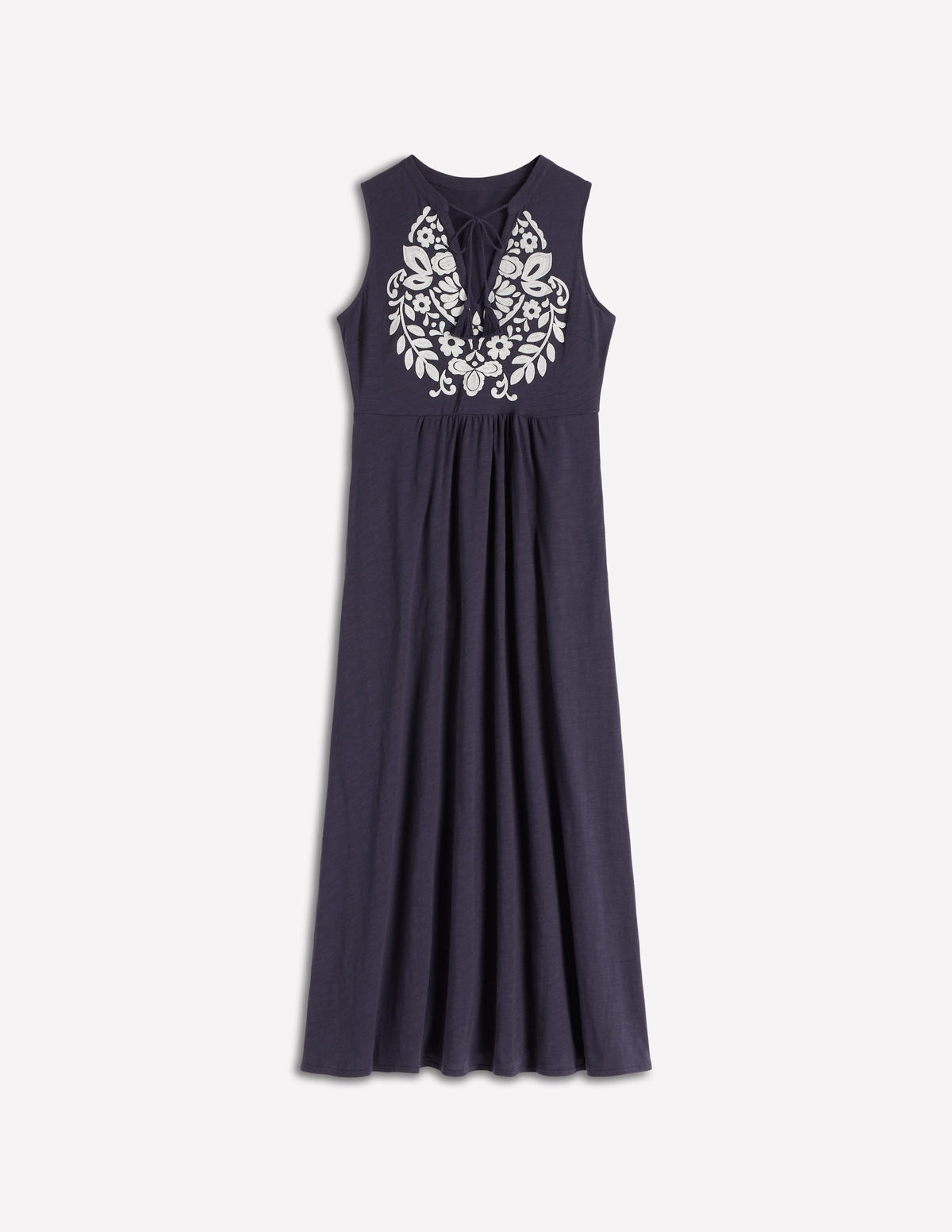 Notch Neck Jersey Maxi Dress-Navy