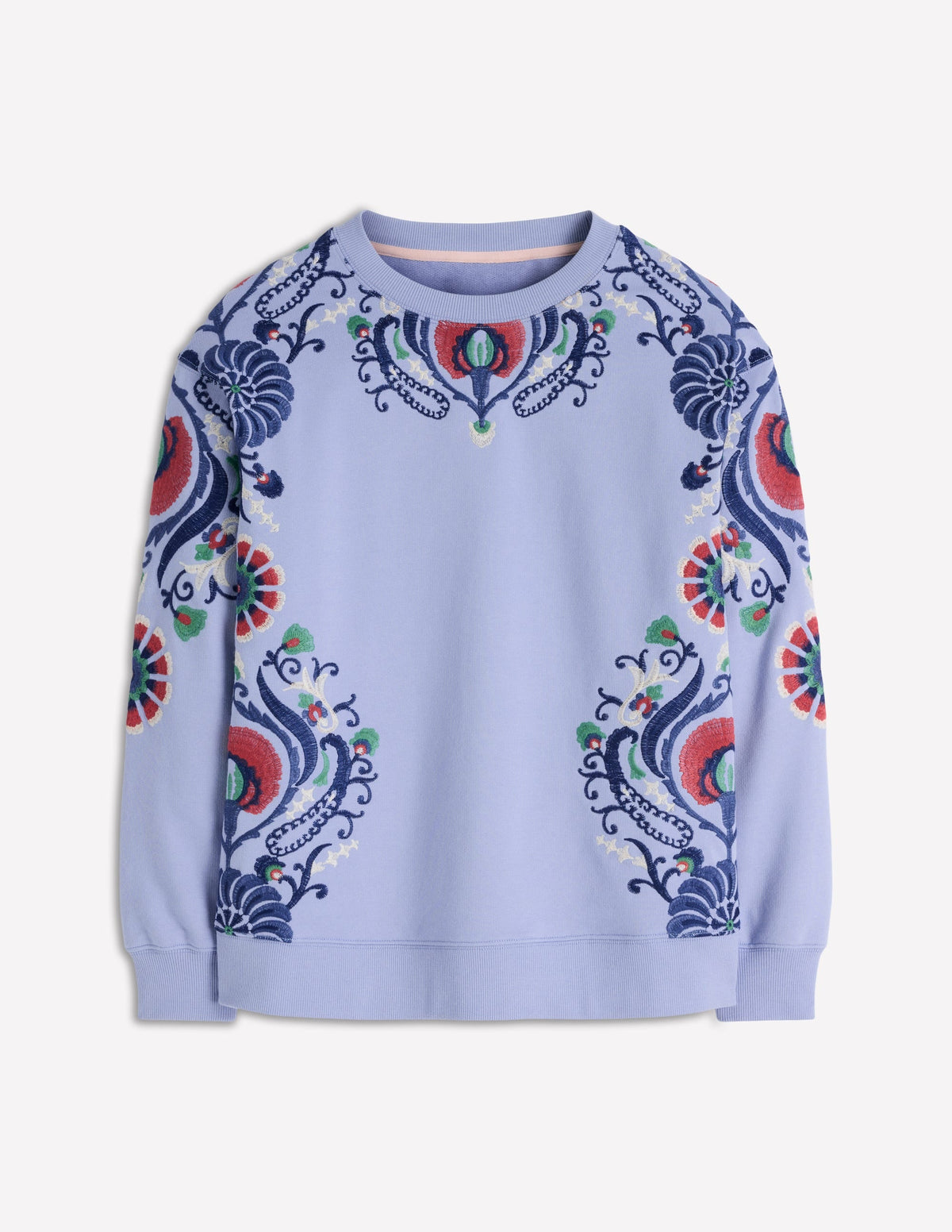 Emi Embroidered Sweatshirt-Light Blue Embroidery