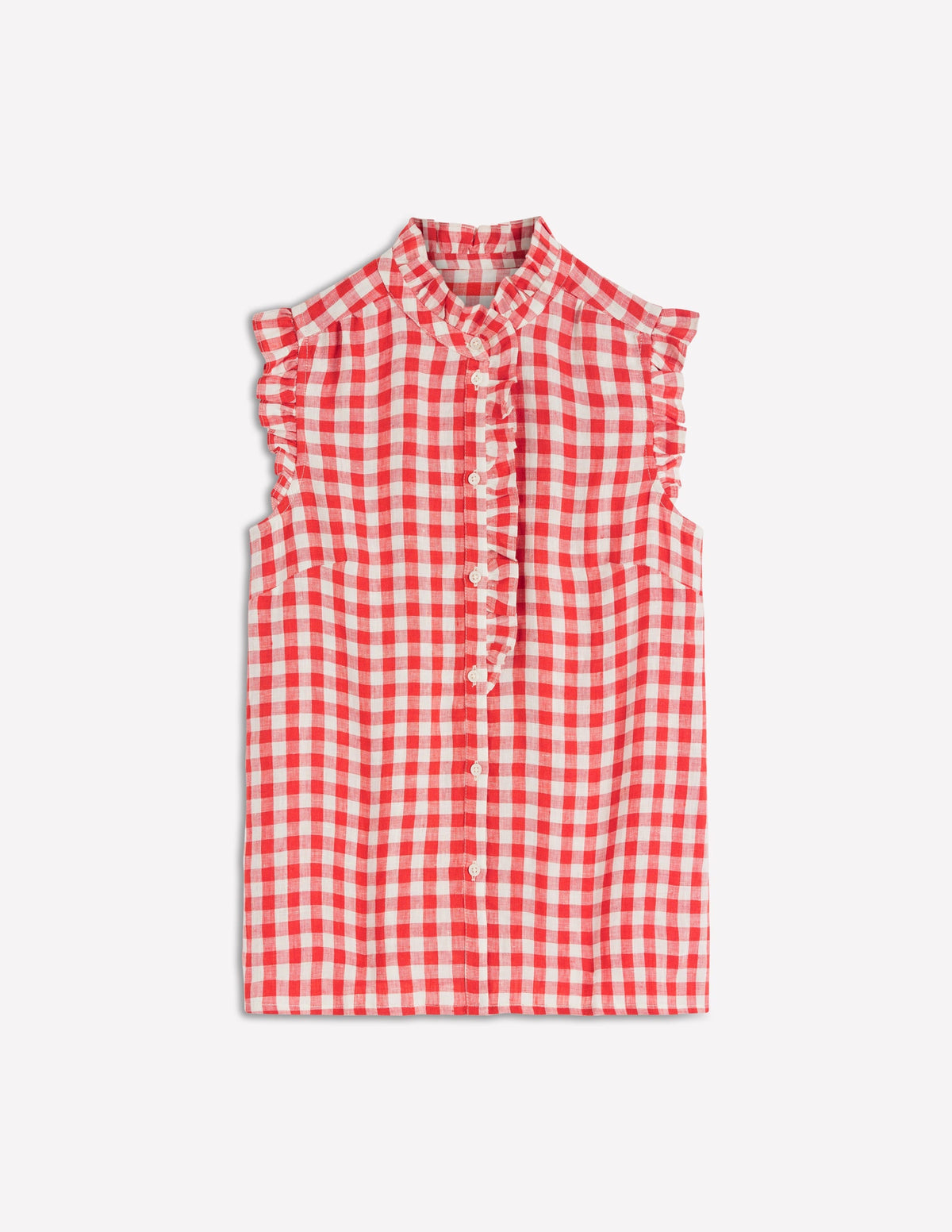 Isabel Sleeveless Linen Top-Burnt Red Gingham