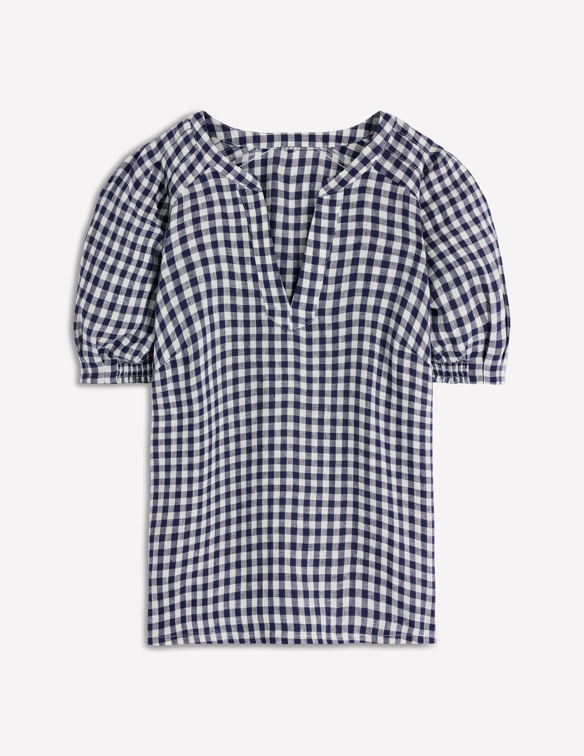 Rae Linen Top-Small Navy Gingham