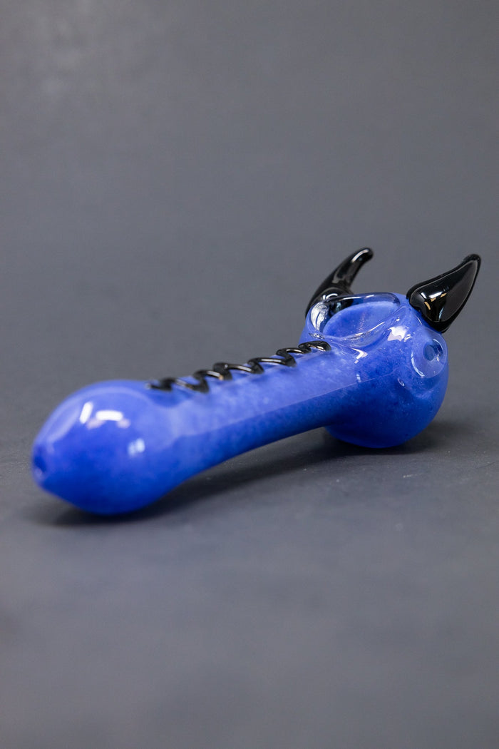 5" Blue/Purple Devil Hand Pipe StonedGenie.com