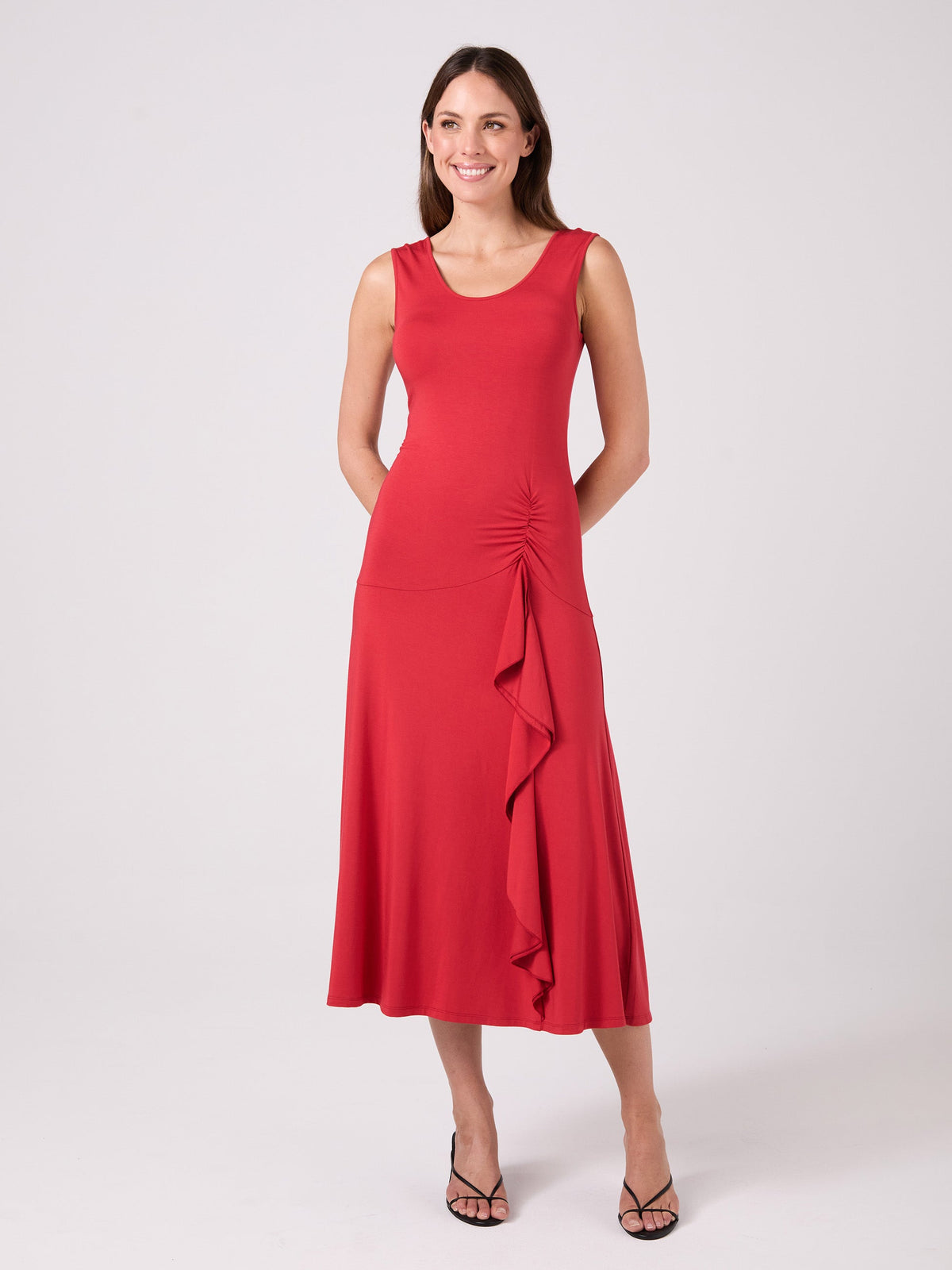 Maria Ruffle Dress - Cherry