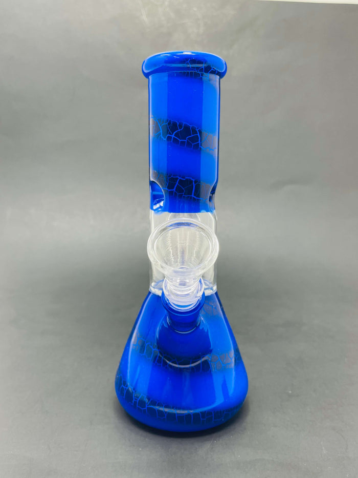 8" Blue Crackle Single Percolator Beaker Bong StonedGenie.com