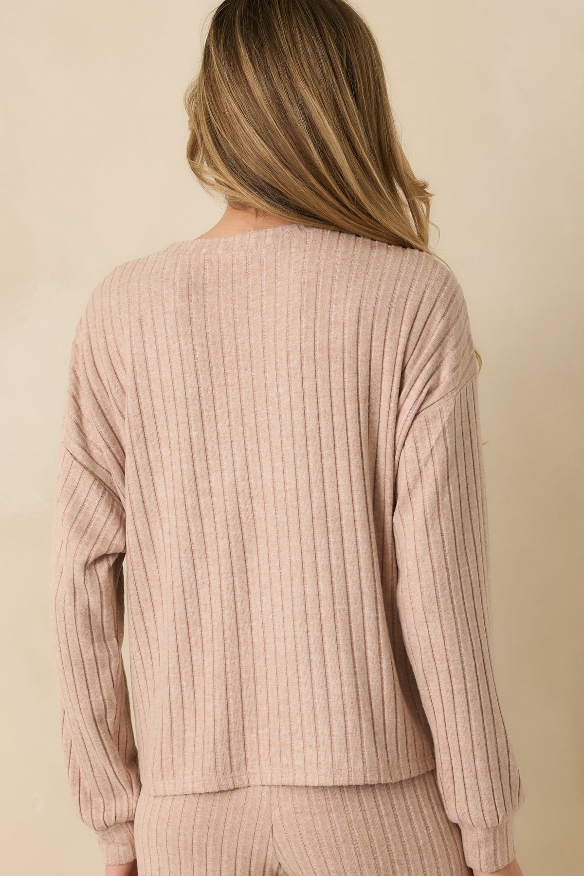 Z Supply Taupe Daydream Silky Rib Long Sleeve Top