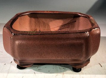 Aztec Orange Ceramic Bonsai Pot - Rectangle -Professional Series -6 x 4 x 2