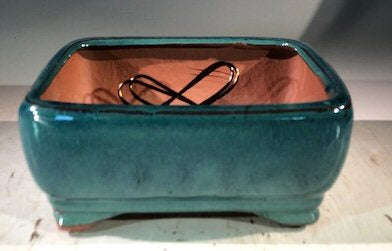 Blue / Green Ceramic Bonsai Pot - Rectangle -Professional Series -6 x 4 x 2