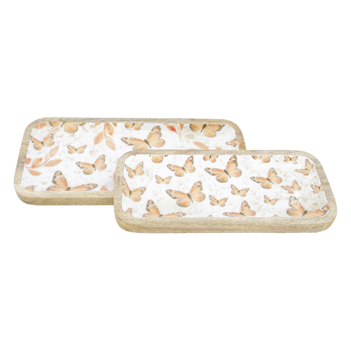Butterfly Enamel Oval Trays -2 Sizes