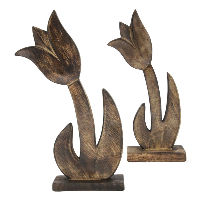 Dark Wood Tulips Set of 2