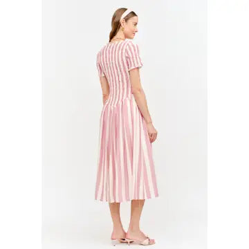 Drop Waist Smocked Midi Dress