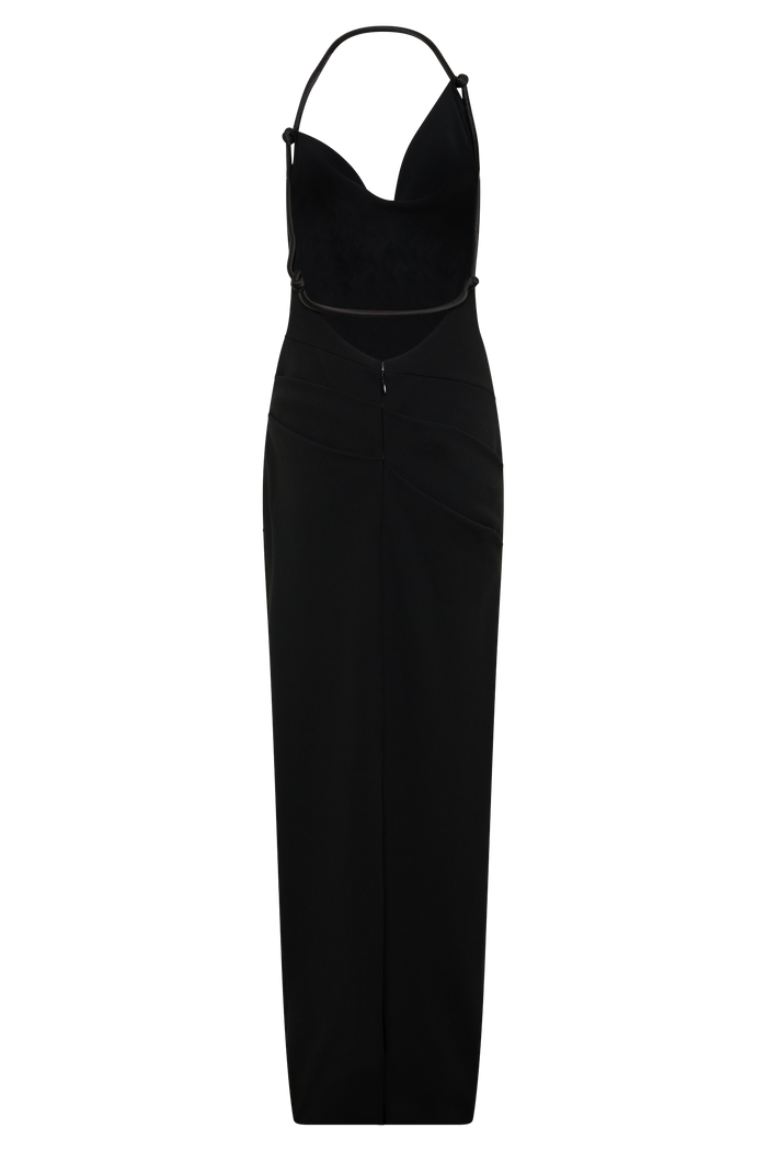 Gracie Halter Maxi Dress - Black