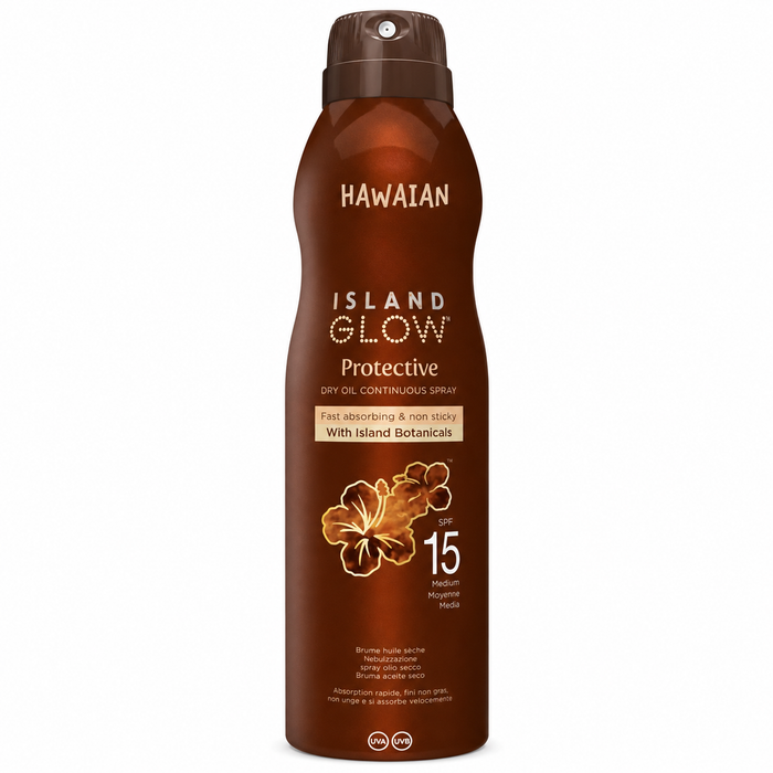Hawaiian Tropic Island Glow Protective Dry Oil Continuous Spray 175ml SPF 15
