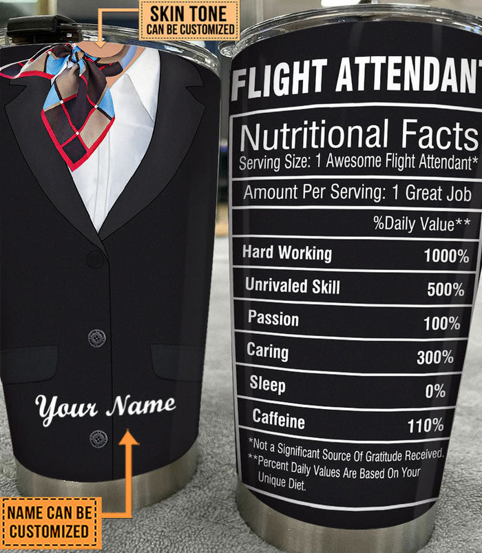Personalized Flight Attendant Nutritional Facts Tumbler