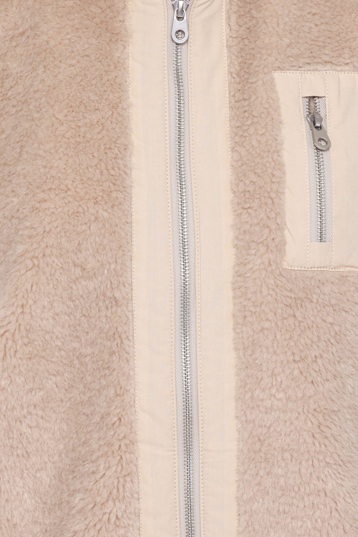 Branda Sherpa Zip Up Jacket - Beige