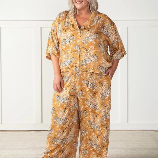 Satin Wildest Dreams Pajama Set in Tobacco Bagheera