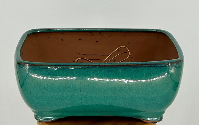 Seafoam Green Ceramic Bonsai Pot - Rectangle -Professional Series-10 x 8 x 4