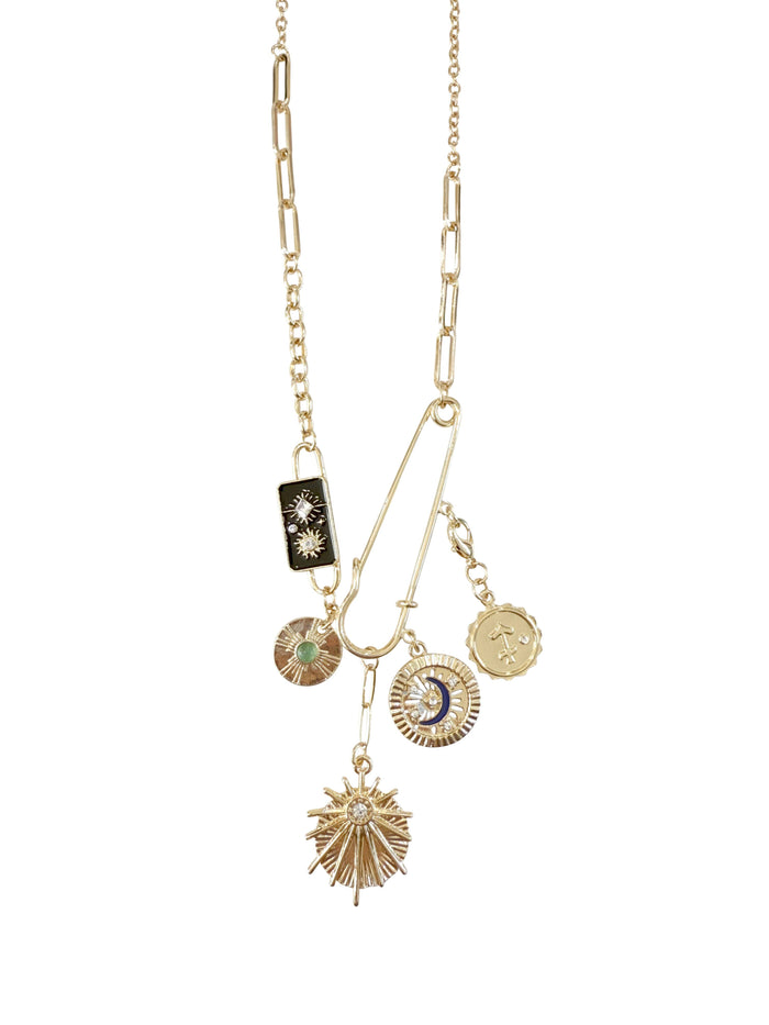 Tamira Celestial Gold Multi Charm Necklace