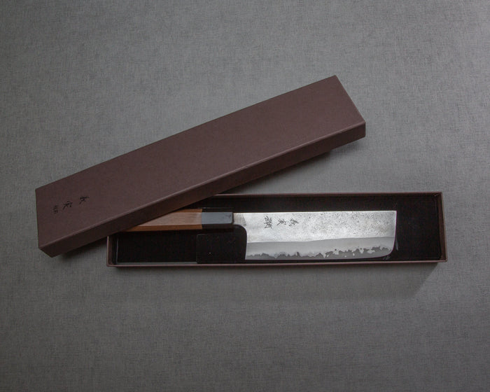 Yoshimi Kato Aogami Super Nashiji 165mm Nakiri with Walnut / Buffalo Horn Handle