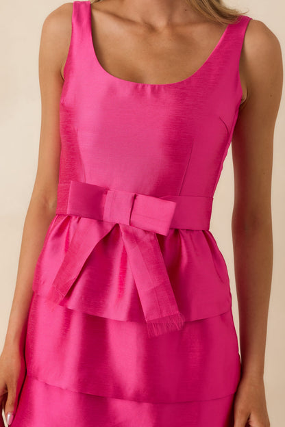 Prosperina Aveline Hot Pink Bow Mini Dress