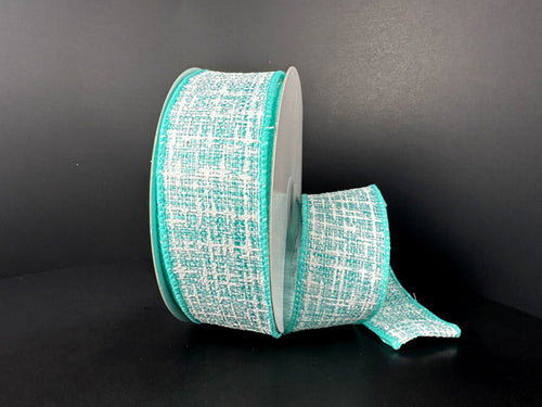 1.5" Aqua Tweed Ribbon Bolt