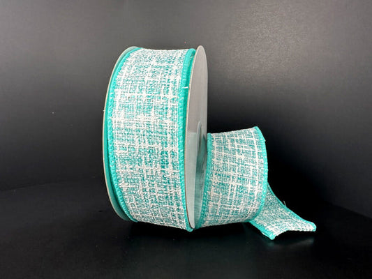 1.5" Aqua Tweed Ribbon Bolt