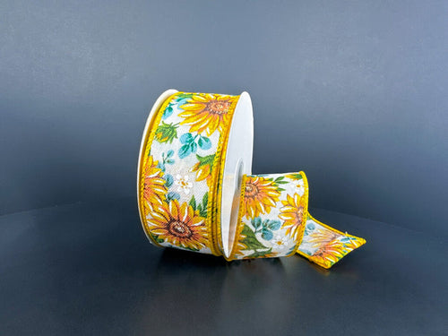 1.5" Sunflower Eucalyptus Ribbon Bolt