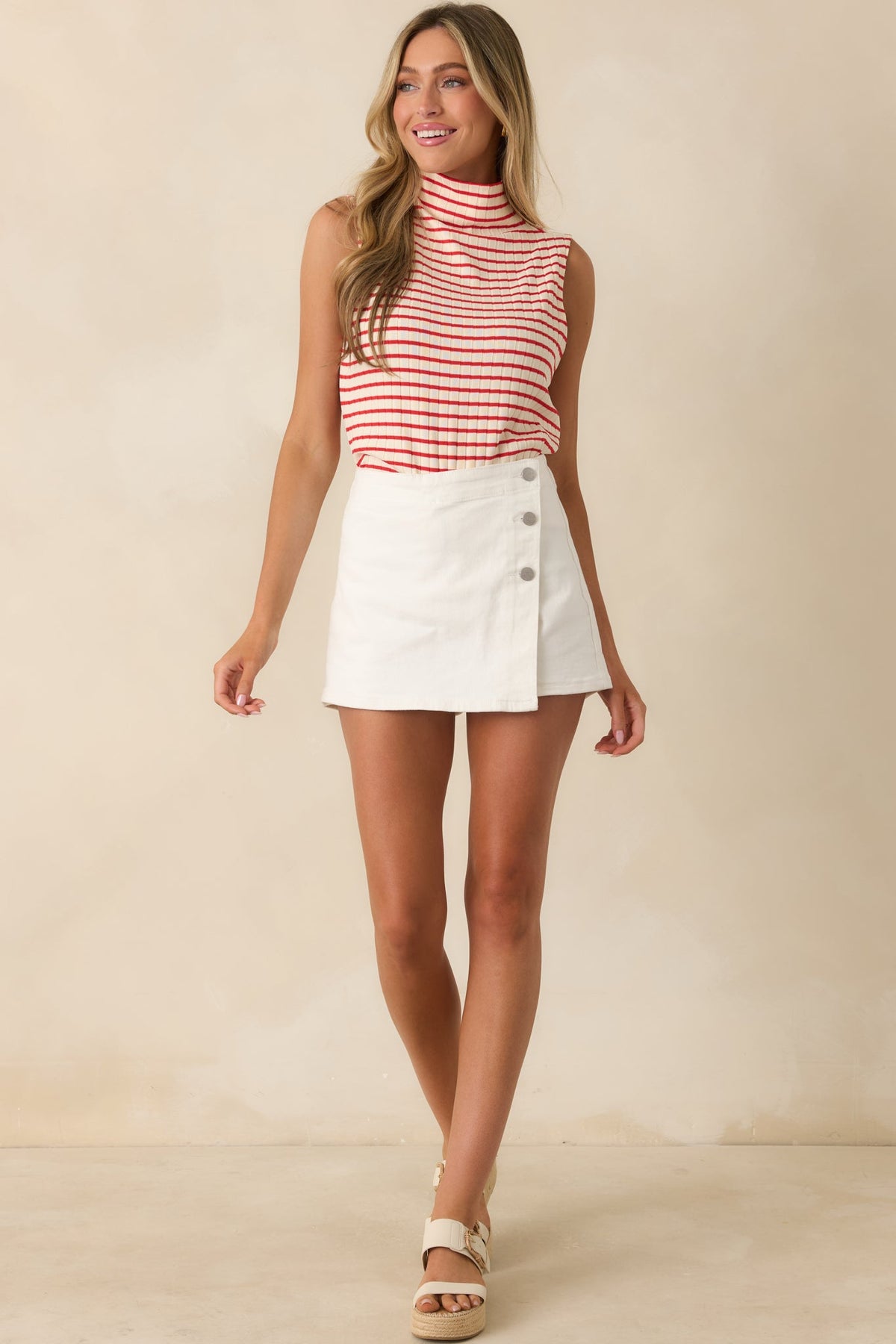 Catch Me Outside White Cotton Denim Mini Skort