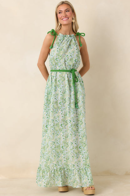 Paradisa Santa Rosa Seaglass Green Cotton Maxi Dress