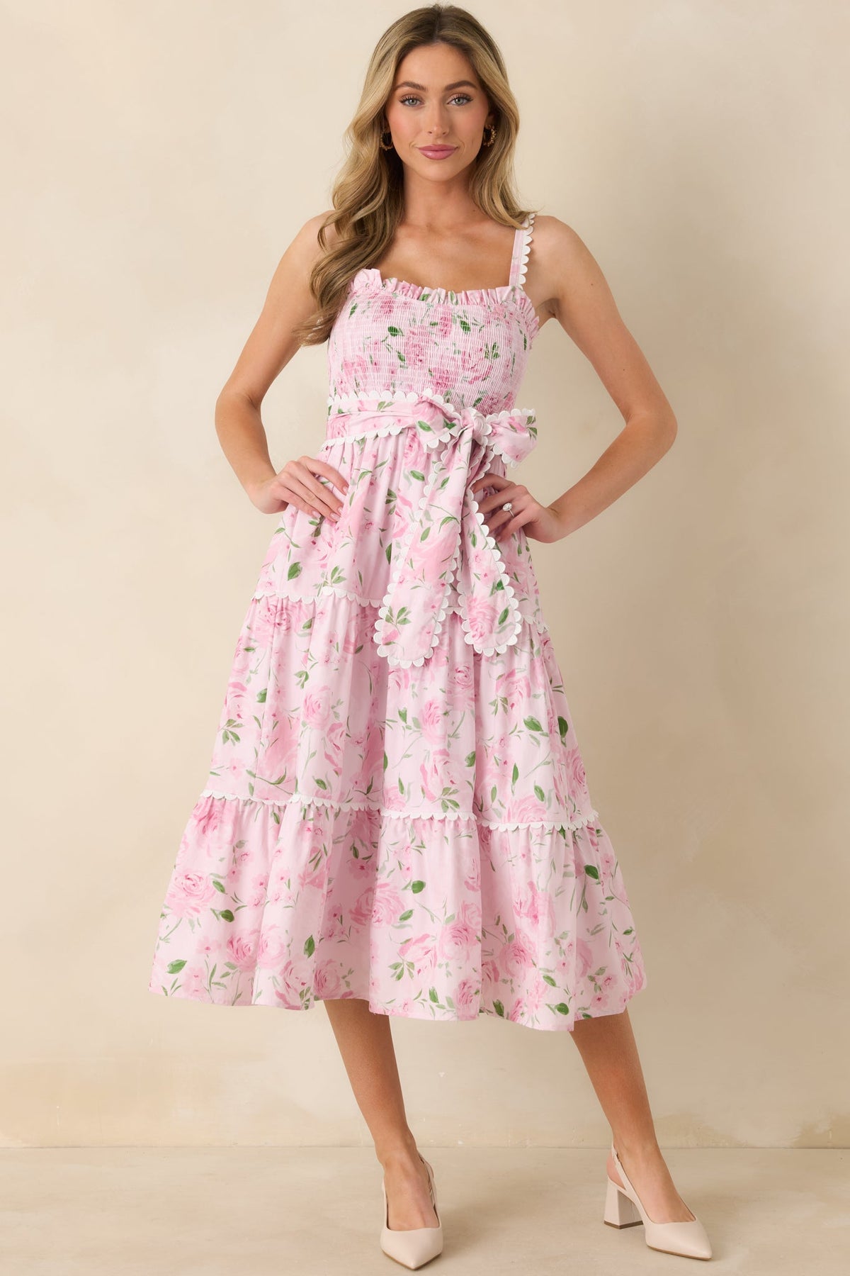 Prosperina Darcy Light Pink Floral Print Cotton Maxi Dress