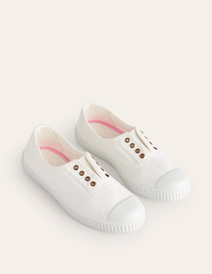 Laceless Canvas Plimsoll-Ivory