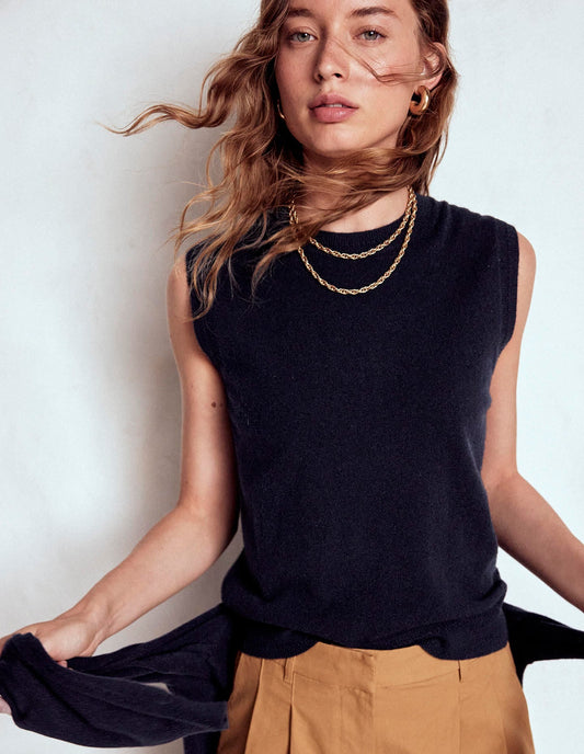 Eva Cashmere Vest-Navy