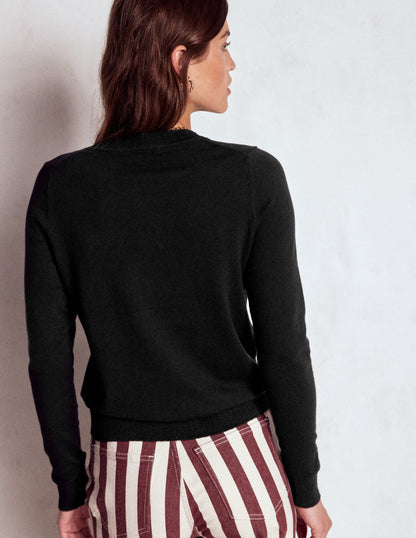 Emilia Cotton Crew Sweater-Black