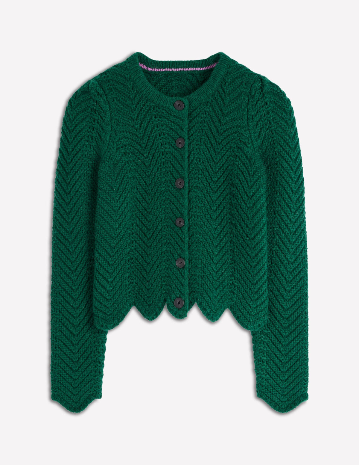 Chunky Chevron Knitted Jacket-Emerald Night