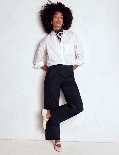 Bloomsbury Cotton Pants-NAVY