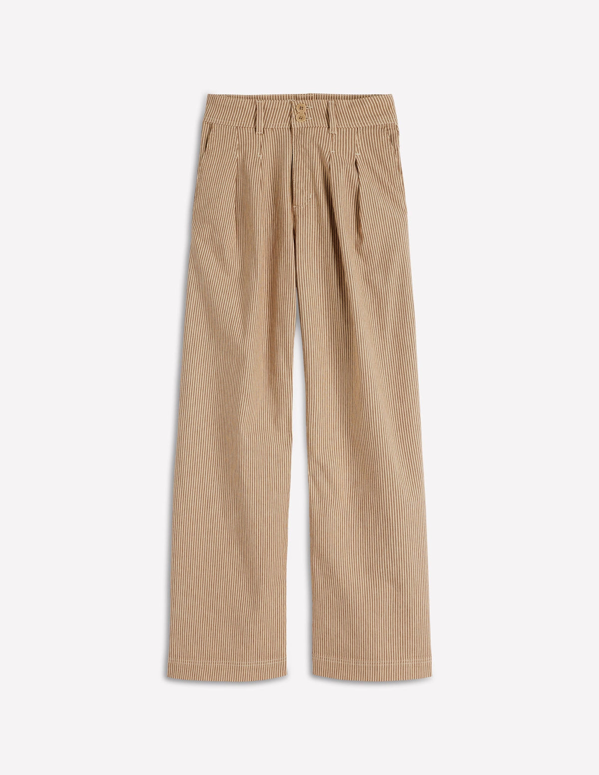 Brompton Wide Leg Pants-Tan and Ecru Stripe