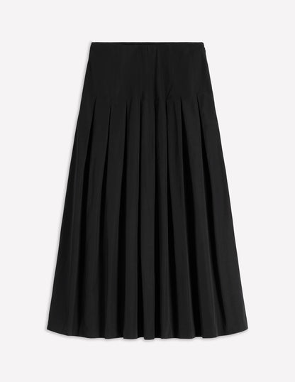 Valentina Taffeta Midi Skirt-Black