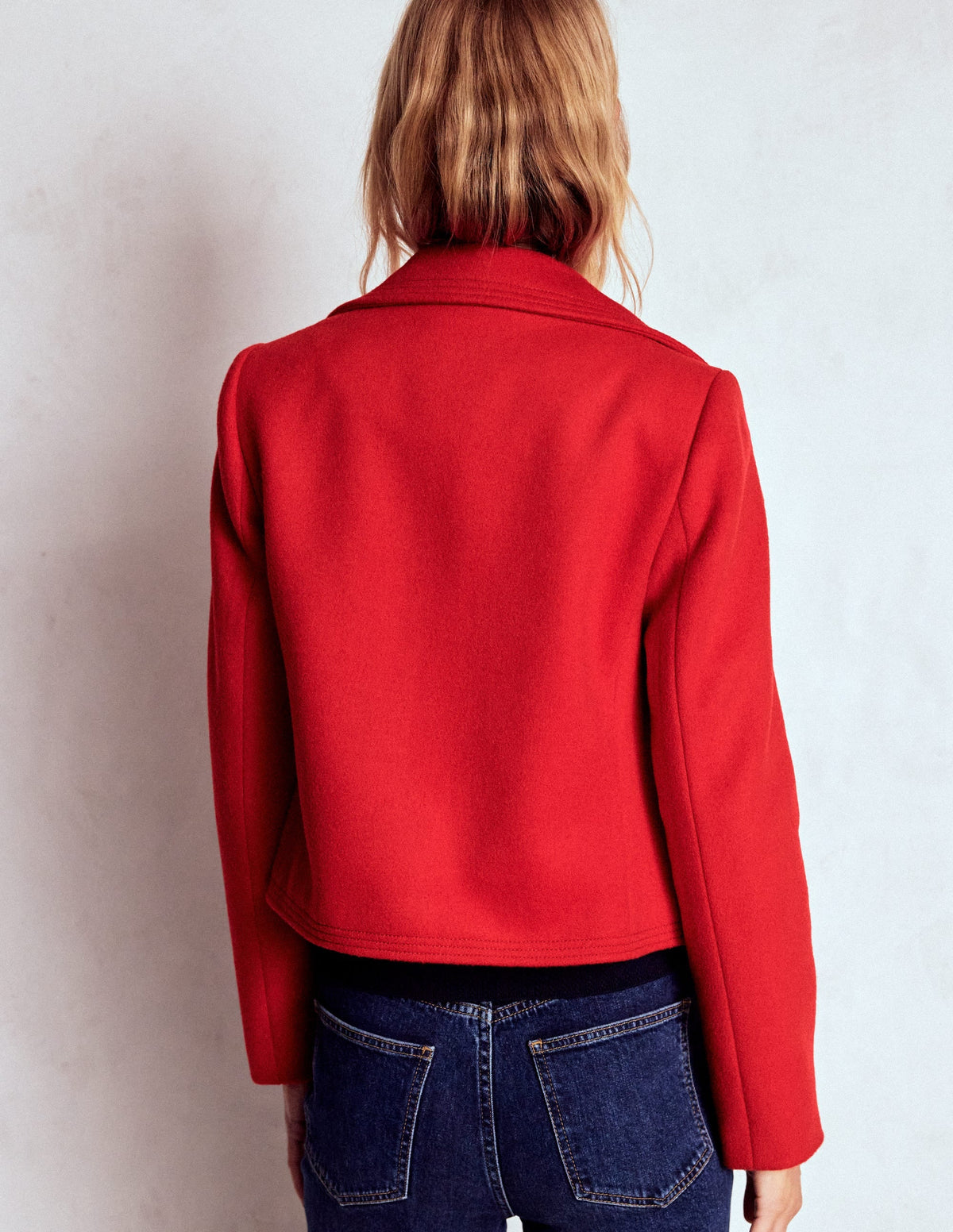 Topstitch Jacket-Poppy Red