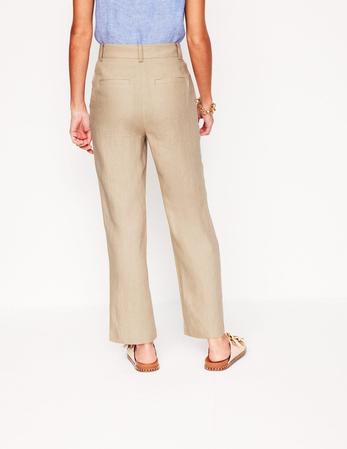 Westbourne Crop Linen Pants-Oatmeal