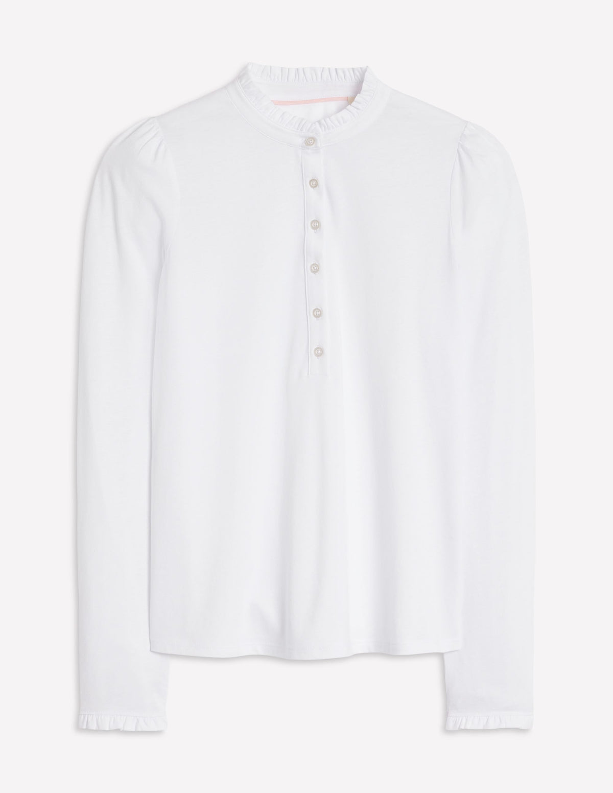 Supersoft Frill Henley Top-White