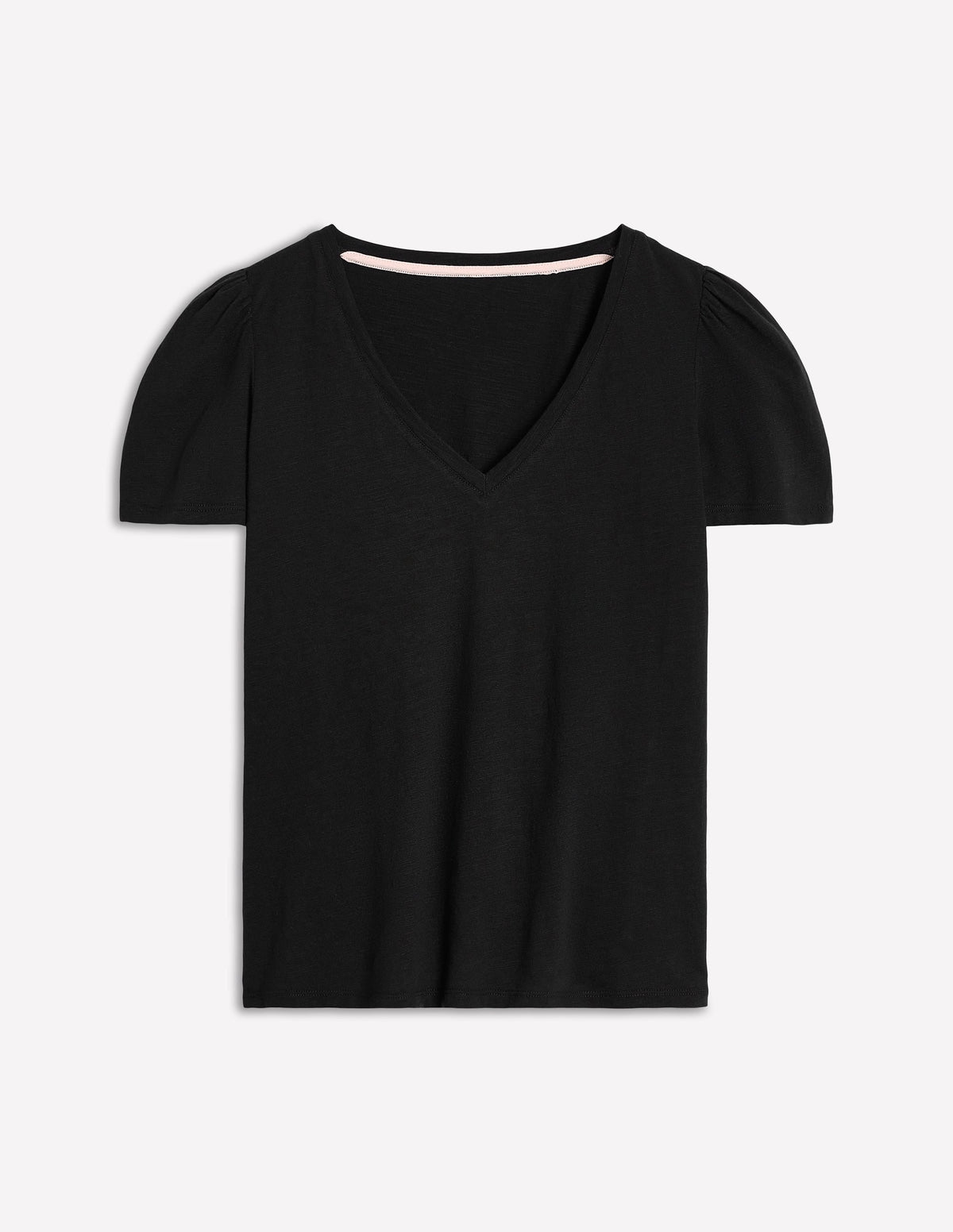 Sophie V-neck Slub T-shirt-Black